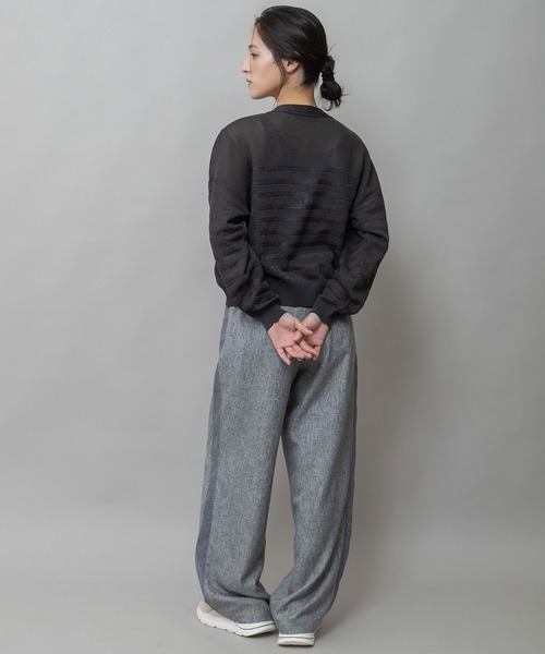 Munich（ミューニック）の「【ウォッシャブル】【防シワ】ツイード調ツイル×メッシュサイドストライプパンツ（その他パンツ・レディース・ブラウン/グレー/ブラック・M/S/XS）」の15枚目の写真