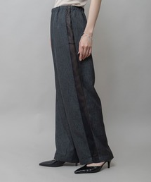 Munich（ミューニック）の「【ウォッシャブル】【防シワ】ツイード調ツイル×メッシュサイドストライプパンツ（その他パンツ）」