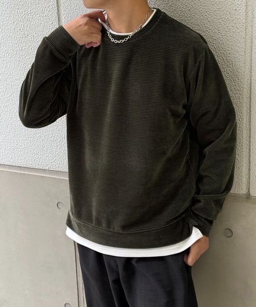 ikka（イッカ）の「モールワッフルフェイクレイヤードプルオーバー（スウェット・メンズ・ベージュ/チャコール/ブルー/ブラウン系その他/ワイン・M/L/XL/S）」の2枚目の写真
