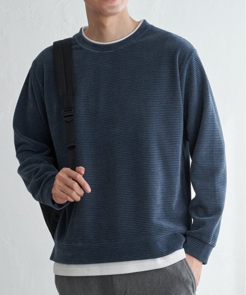 ikka（イッカ）の「モールワッフルフェイクレイヤードプルオーバー（スウェット・メンズ・ベージュ/チャコール/ブルー/ブラウン系その他/ワイン・M/L/XL/S）」の4枚目の写真