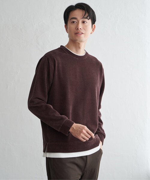 ikka（イッカ）の「モールワッフルフェイクレイヤードプルオーバー（スウェット・メンズ・ベージュ/チャコール/ブルー/ブラウン系その他/ワイン・M/L/XL/S）」の7枚目の写真