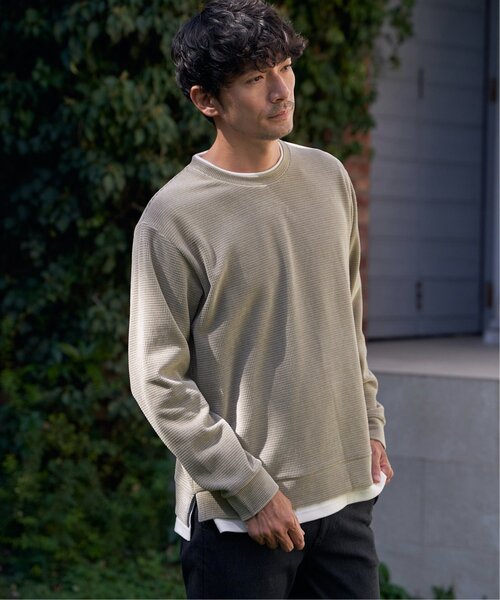 ikka（イッカ）の「モールワッフルフェイクレイヤードプルオーバー（スウェット・メンズ・ベージュ/チャコール/ブルー/ブラウン系その他/ワイン・M/L/XL/S）」の6枚目の写真