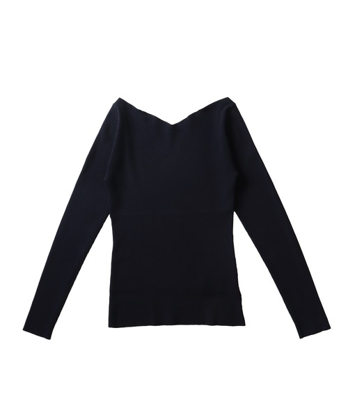 DRESSLAVE(ドレスレイブ)の「rib slim fit pull(リブスリムフィットプルオーバー)(Tシャツ/カットソー・レディース・ホワイト/ネイビー/ブルー・38)」の2枚目の写真
