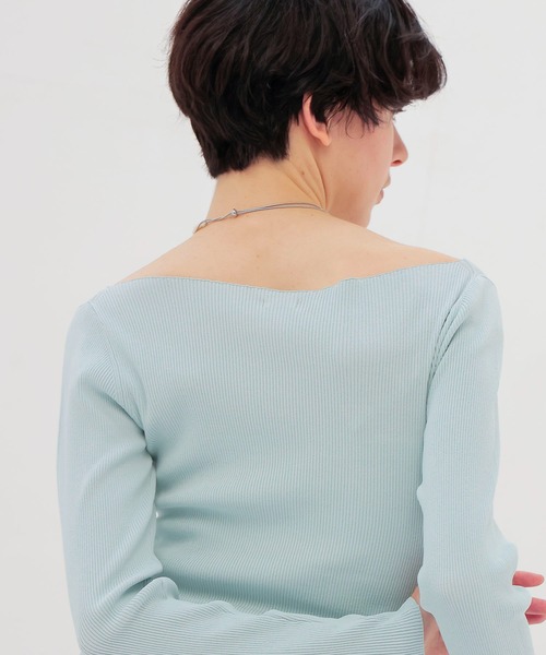 DRESSLAVE(ドレスレイブ)の「rib slim fit pull(リブスリムフィットプルオーバー)(Tシャツ/カットソー・レディース・ホワイト/ネイビー/ブルー・38)」の9枚目の写真