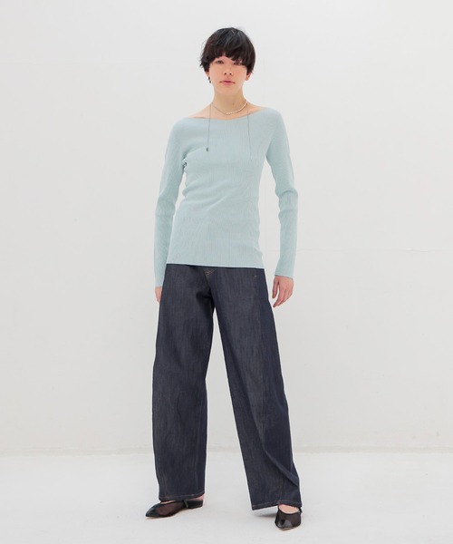 DRESSLAVE(ドレスレイブ)の「rib slim fit pull(リブスリムフィットプルオーバー)(Tシャツ/カットソー・レディース・ホワイト/ネイビー/ブルー・38)」の10枚目の写真