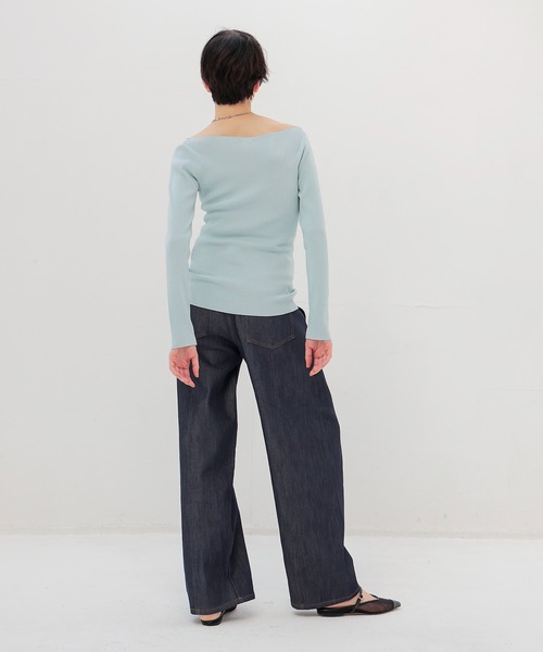 DRESSLAVE(ドレスレイブ)の「rib slim fit pull(リブスリムフィットプルオーバー)(Tシャツ/カットソー・レディース・ホワイト/ネイビー/ブルー・38)」の12枚目の写真