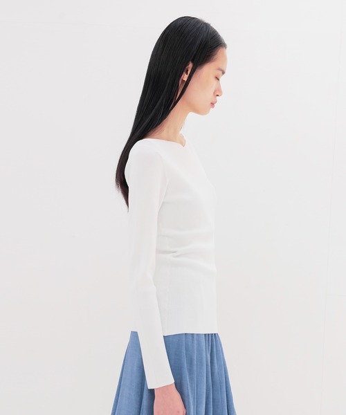 DRESSLAVE(ドレスレイブ)の「rib slim fit pull(リブスリムフィットプルオーバー)(Tシャツ/カットソー・レディース・ホワイト/ネイビー/ブルー・38)」の20枚目の写真