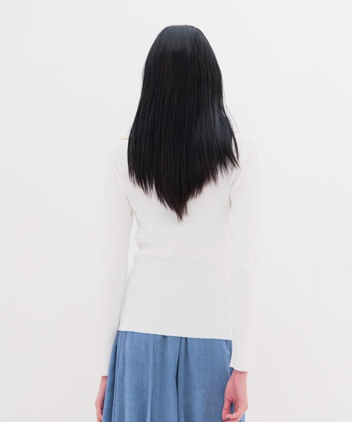 DRESSLAVE(ドレスレイブ)の「rib slim fit pull(リブスリムフィットプルオーバー)(Tシャツ/カットソー・レディース・ホワイト/ネイビー/ブルー・38)」の21枚目の写真