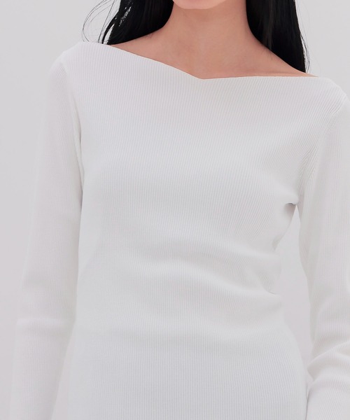 DRESSLAVE(ドレスレイブ)の「rib slim fit pull(リブスリムフィットプルオーバー)(Tシャツ/カットソー・レディース・ホワイト/ネイビー/ブルー・38)」の22枚目の写真