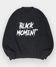 ウォッシャブルグラフィックラフロゴニットプルオーバーTシャツ[ブラック]