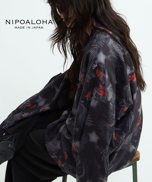 NIPOALOHA（ニポアロハ）の「【NIPOALOHA】"軍鶏-SHAMO" LONG SLEEVE WOOL SHIRT（シャツ/ブラウス・メンズ・ボルドー/スミクロ・SMALL/MEDIUM）」の2枚目の写真