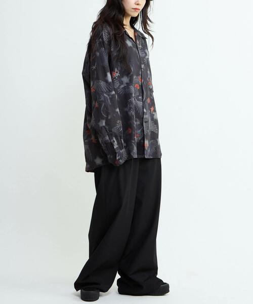 NIPOALOHA（ニポアロハ）の「【NIPOALOHA】"軍鶏-SHAMO" LONG SLEEVE WOOL SHIRT（シャツ/ブラウス・メンズ・ボルドー/スミクロ・SMALL/MEDIUM）」の4枚目の写真