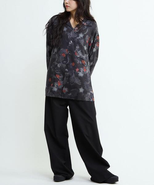 NIPOALOHA（ニポアロハ）の「【NIPOALOHA】"軍鶏-SHAMO" LONG SLEEVE WOOL SHIRT（シャツ/ブラウス・メンズ・ボルドー/スミクロ・SMALL/MEDIUM）」の5枚目の写真