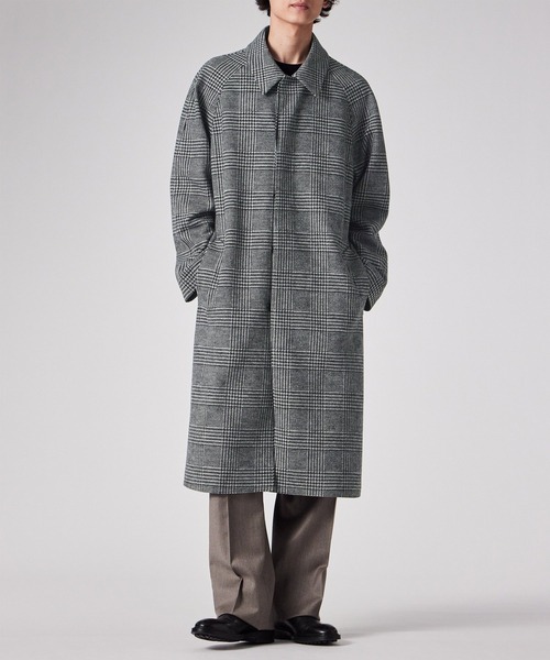 ウールニット グレンチェック ステンカラーコート / 253127 793XU