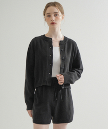 VLETI（ブレッティ）の「[Cotton 100%] Round Cardigan & Half Pant Knit Set Up (Black)（カーディガン/ボレロ）」