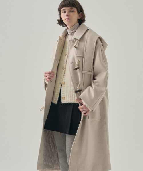 DRAWFIT WOMEN（ドローフィットウーマン）の「ソフトカシミヤフードスカーフダッフルコート [M.GREY]（チェスターコート・レディース・その他・MEDIUM/SMALL）」の8枚目の写真