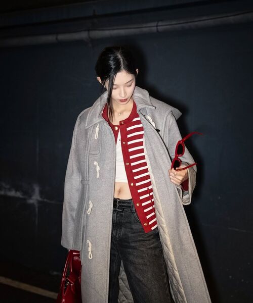 DRAWFIT WOMEN（ドローフィットウーマン）の「ソフトカシミヤフードスカーフダッフルコート [M.GREY]（チェスターコート・レディース・その他・MEDIUM/SMALL）」の9枚目の写真