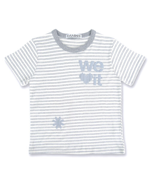 DAMISH(ダミシュ)の「ウィラブイットストライプTシャツ_グレー(Tシャツ/カットソー・レディース・グレー・FREE)」の1枚目の写真