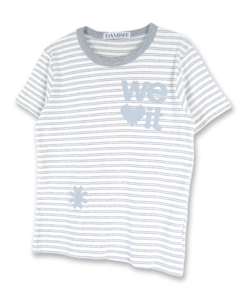 DAMISH(ダミシュ)の「ウィラブイットストライプTシャツ_グレー(Tシャツ/カットソー・レディース・グレー・FREE)」の2枚目の写真