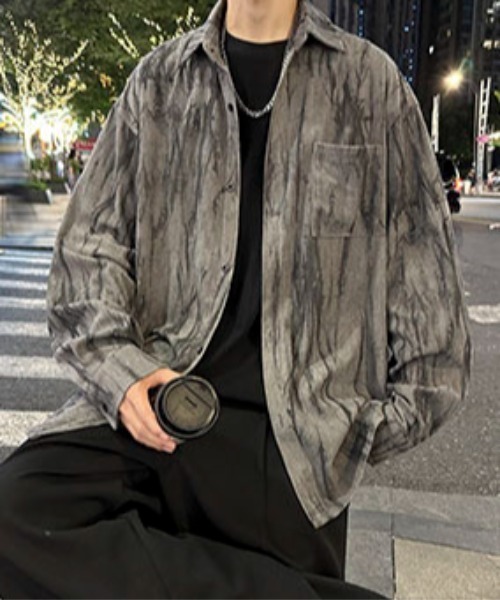 link lot（リンクロット）の「マーブル柄コーデュロイシャツ（シャツ/ブラウス・メンズ・ブラック/ホワイト/ダークグレー・M/L）」の16枚目の写真