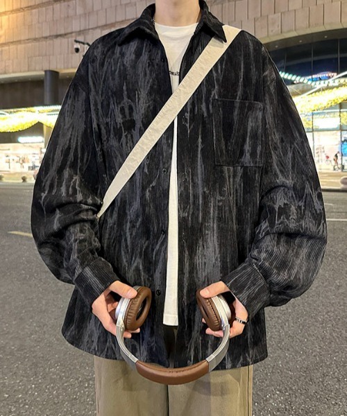 link lot（リンクロット）の「マーブル柄コーデュロイシャツ（シャツ/ブラウス・メンズ・ブラック/ホワイト/ダークグレー・M/L）」の8枚目の写真