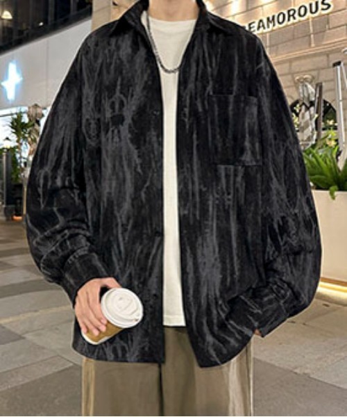 link lot（リンクロット）の「マーブル柄コーデュロイシャツ（シャツ/ブラウス・メンズ・ブラック/ホワイト/ダークグレー・M/L）」の9枚目の写真