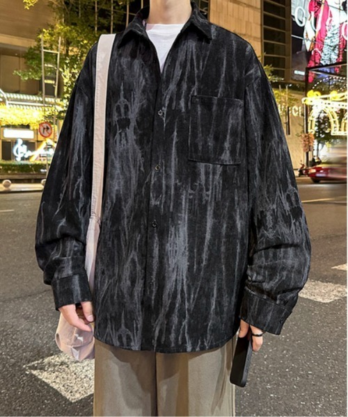 link lot（リンクロット）の「マーブル柄コーデュロイシャツ（シャツ/ブラウス・メンズ・ブラック/ホワイト/ダークグレー・M/L）」の11枚目の写真