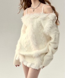 CANVAS+（キャンバスプラス）の「【CANVAS＋】フェザーケーブルオフショルニット（ニット/セーター）」