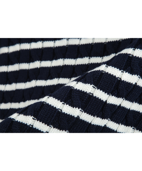 ASHOUR（アッシュアワー）の「Cable Stripe Knit Navy（ニット/セーター・メンズ・その他・MEDIUM）」の5枚目の写真