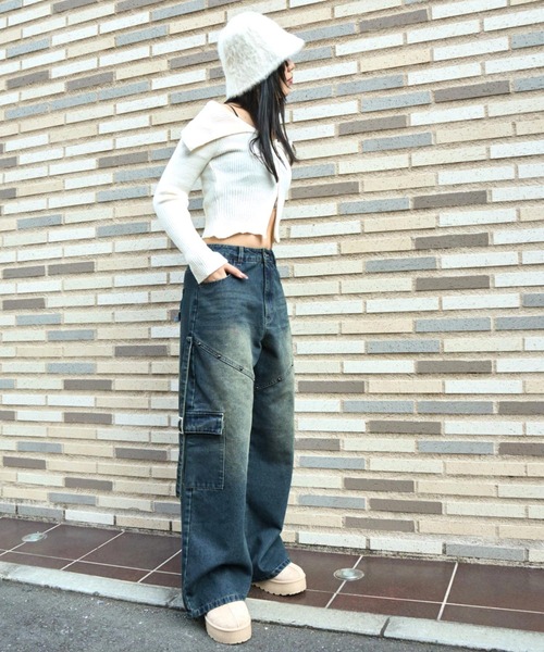 ANAP（アナップ）の「スタッズ デザイン カーゴ デニムパンツ（デニムパンツ・レディース・ダークアッシュ/ブルー・M/S）」の14枚目の写真