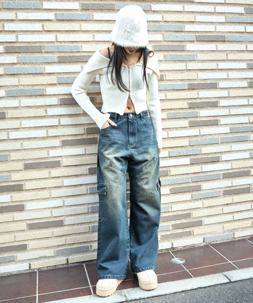 ANAP（アナップ）の「スタッズ デザイン カーゴ デニムパンツ（デニムパンツ・レディース・ダークアッシュ/ブルー・M/S）」の15枚目の写真