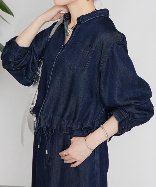 BEARDSLEY（ビアズリー）の「トロミデニムショートシャツ（シャツ/ブラウス・レディース・インディゴブルー・FREE）」の3枚目の写真