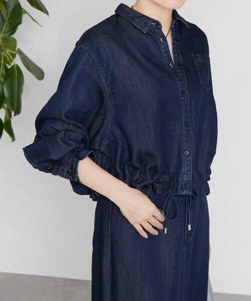BEARDSLEY（ビアズリー）の「トロミデニムショートシャツ（シャツ/ブラウス・レディース・インディゴブルー・FREE）」の7枚目の写真