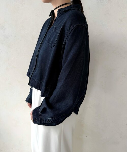 BEARDSLEY（ビアズリー）の「トロミデニムショートシャツ（シャツ/ブラウス・レディース・インディゴブルー・FREE）」の13枚目の写真