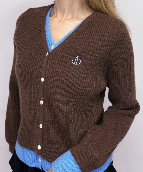 Judin(ジュディン)の「Layered two-tone cardigan【JD】(ニット/セーター・レディース・ブラウン/レッド/ブラック・FREE)」の5枚目の写真