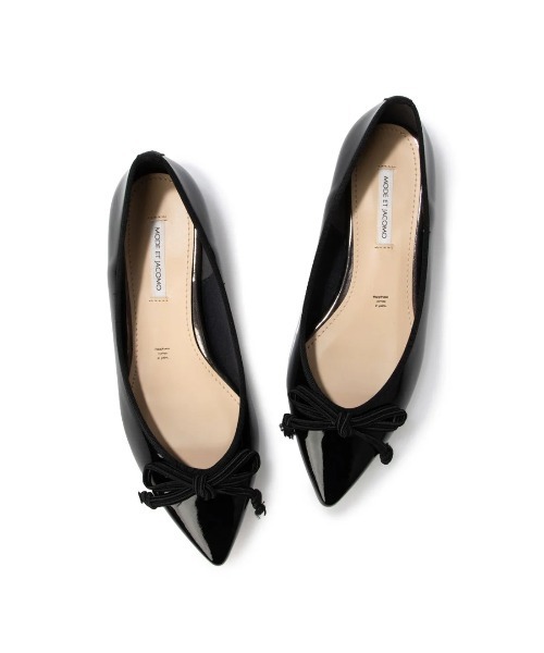 Mode et Jacomo（モードエジャコモ）の「【レイン対応】リボンバレエシューズ（バレエシューズ・レディース・シルバー/グレー系その他2/ライトブラック/ベージュ系その他2・24cm/23.5cm/23cm/22.5cm/24.5cm）」の2枚目の写真