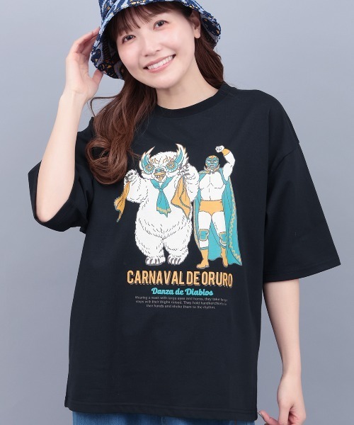 チチカカ(チチカカ)の「オルロのカーニバルプリントTシャツ【ユニセックス】(Tシャツ/カットソー・メンズ・オートミール/ブラック・LARGE/MEDIUM)」の4枚目の写真