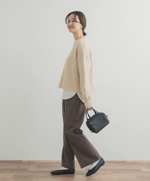 URBAN RESEARCH DOORS（アーバンリサーチドアーズ）の「ヘリンボーン柄ニットプルオーバー（ニット/セーター・レディース・ライトベージュ/チャコールグレー・FREE）」の9枚目の写真