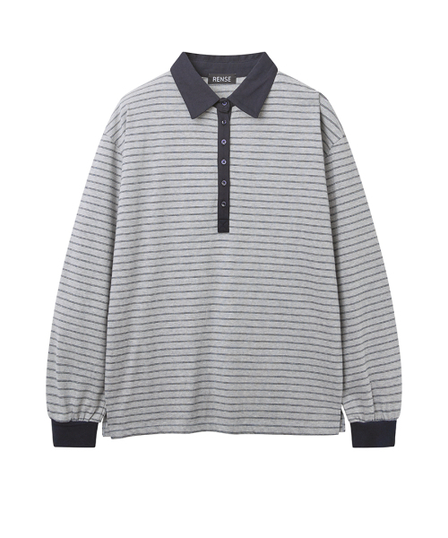 RENSE（レンセ）の「Striped Long Sleeve Rugby Tee Melange Gray（ポロシャツ・レディース・その他・ONE SIZE）」の3枚目の写真