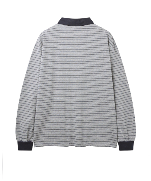 RENSE（レンセ）の「Striped Long Sleeve Rugby Tee Melange Gray（ポロシャツ・レディース・その他・ONE SIZE）」の4枚目の写真