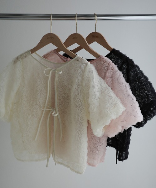 Meiru(メイル)の「フラワーチュール2wayリボンブラウス(シャツ/ブラウス・レディース・ブラック/アイボリー/ピンク・SMALL/MEDIUM/LARGE)」の15枚目の写真