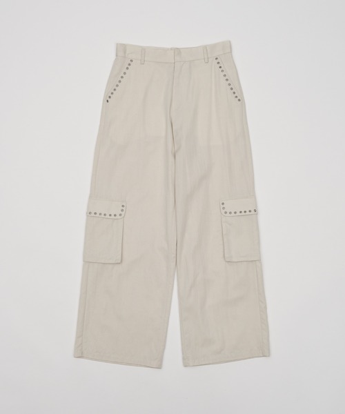 Smyeon(スミョン)の「Eyelet design cargopants/ハトメデザインカーゴパンツ(カーゴパンツ・レディース・チャコールグレー/アイボリー・SMALL/MEDIUM)」の6枚目の写真
