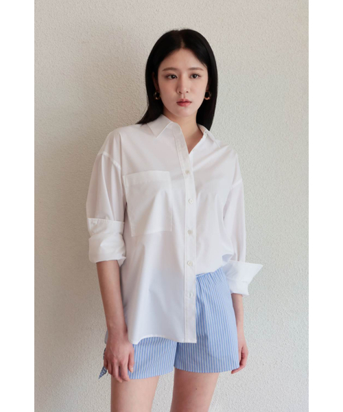 KUME(クメ)の「Wrinkle Free Over-Fit Shirt, White(シャツ/ブラウス・レディース・その他・FREE)」の5枚目の写真