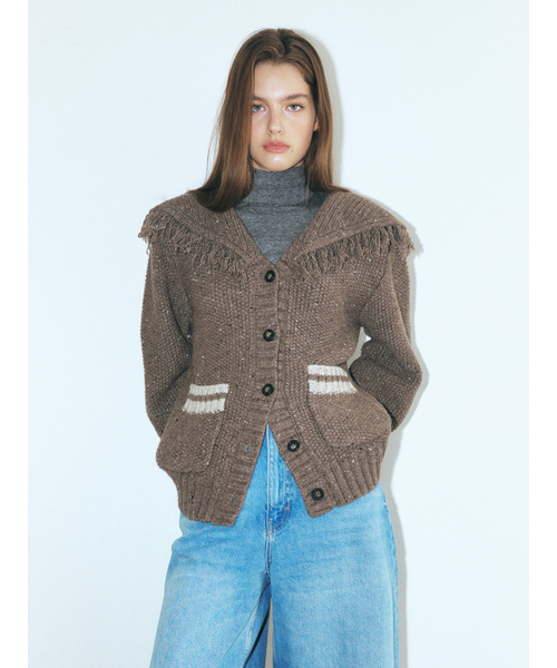 ETMON(エトモン)の「Fringe Sailor Wool Knit Cardigan, Mocha Brown(カーディガン/ボレロ・レディース・その他・FREE)」の2枚目の写真