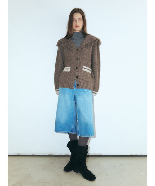 ETMON(エトモン)の「Fringe Sailor Wool Knit Cardigan, Mocha Brown(カーディガン/ボレロ・レディース・その他・FREE)」の5枚目の写真