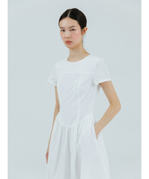 Round Shirring Dress Ivory