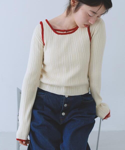 KBF（ケイビーエフ）の「2WAYタンクトップSETカーディガン（ニット/セーター・レディース・アイボリー/グリーン系その他/ブラウン・ONE）」の4枚目の写真