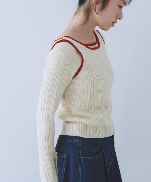 KBF（ケイビーエフ）の「2WAYタンクトップSETカーディガン（ニット/セーター・レディース・アイボリー/グリーン系その他/ブラウン・ONE）」の5枚目の写真