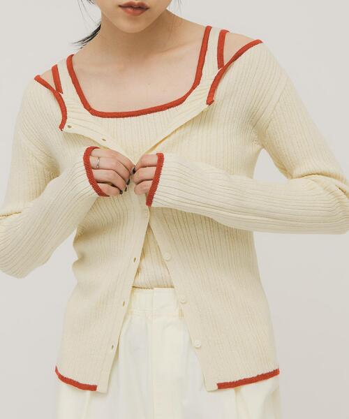 KBF（ケイビーエフ）の「2WAYタンクトップSETカーディガン（ニット/セーター・レディース・アイボリー/グリーン系その他/ブラウン・ONE）」の8枚目の写真