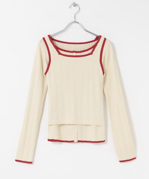 KBF（ケイビーエフ）の「2WAYタンクトップSETカーディガン（ニット/セーター・レディース・アイボリー/グリーン系その他/ブラウン・ONE）」の11枚目の写真